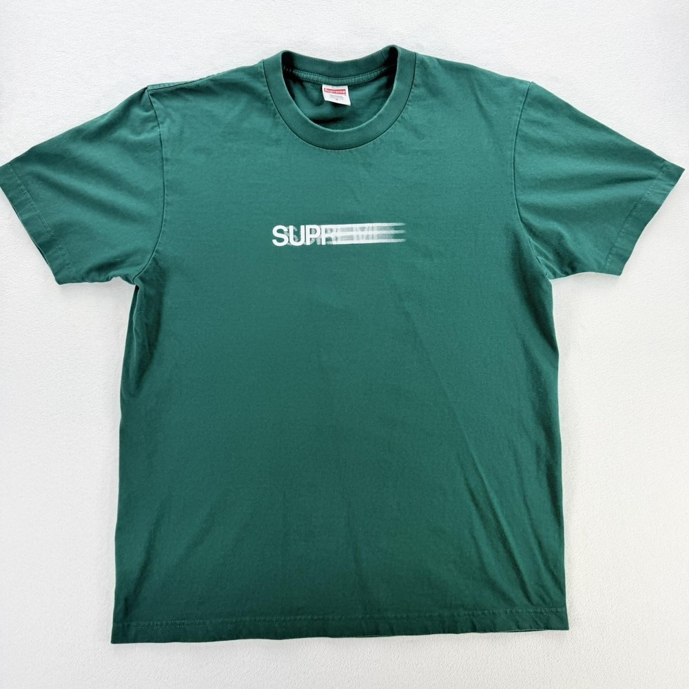 Supreme Shirt Mens Medium Green Motion Logo Graphic Tee Made USA Streetwear